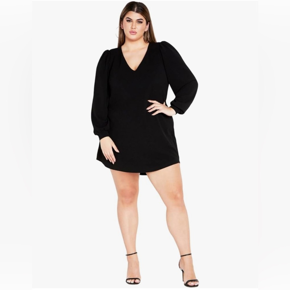 City Chic Black V-Neck Dress